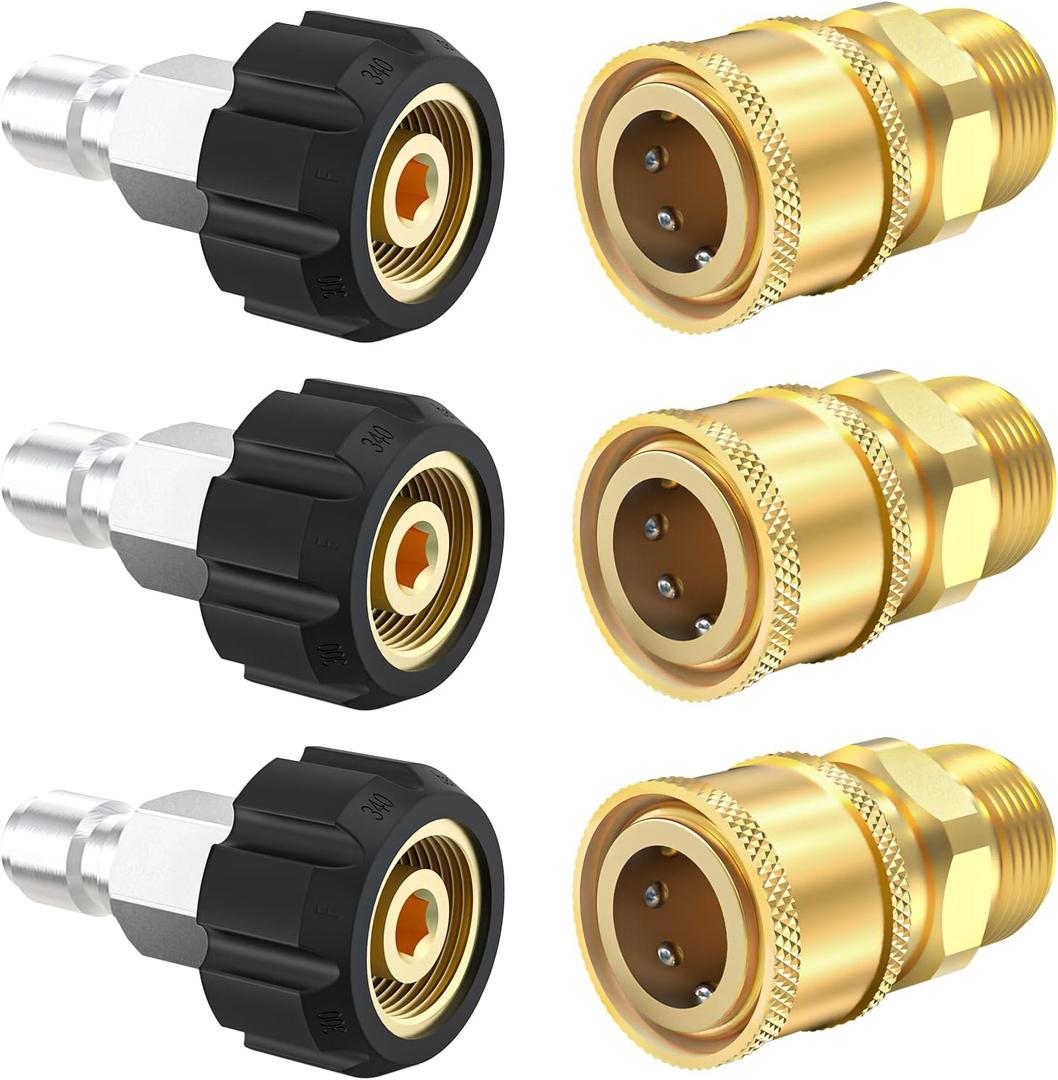 Twinkle Star Pressure Washer Quick Connect Fittings, M22 14mm to 3/8 Inch Pressure Washer Adapter, 6 Pieces