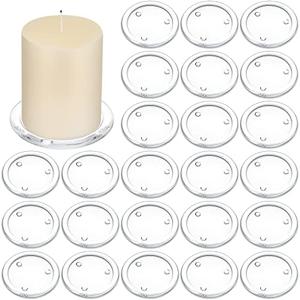 Patelai 35 Pieces Clear Glass Pillar Candle Holder Plates 4 Inch Round Glass Candle Plate Small Flat Tray for Dining Table Centerpiece Wedding Spa Home Party Decoration