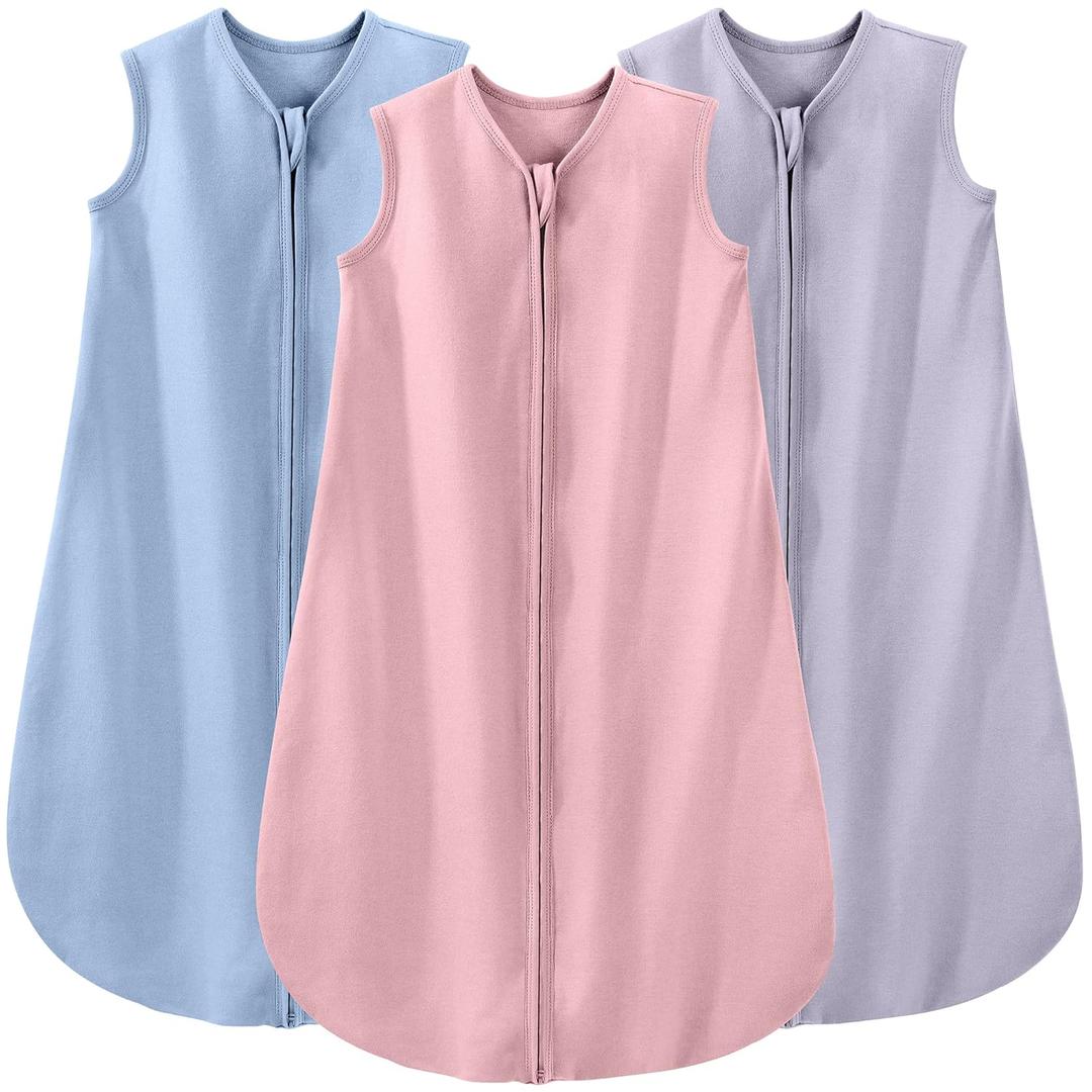 Yoofoss Baby Sleep Sack 6-12 Months Wearable Blanket for Babies 100% Organic Cotton 2-Way Zipper TOG 0.5 Toddler Sleeping Sack 3 Pack, Soft Lightweight Sleep Sacks