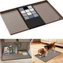 URMONA Waterproof Silicone Under Sink Mat 22'' x 14'' Shelf Liner for Kitchen and Bathroom, Cabinet and Counter Protector, Storage and Organizers, Litter Mat, Pet Cat Puppy Essentials (Beige)