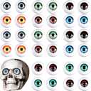 32 Pieces Halloween Eyeballs Plastic Half Eyeballs Spooky Scary Horror Props for Halloween Trick or Treat Party Cosplay (Cute Colors)
