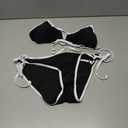 American Trends Women String Triangle Bikini Set Swimsuit Two Piece Bathing Suit Cheeky Swim Suit Swimwear (Small, Black White)