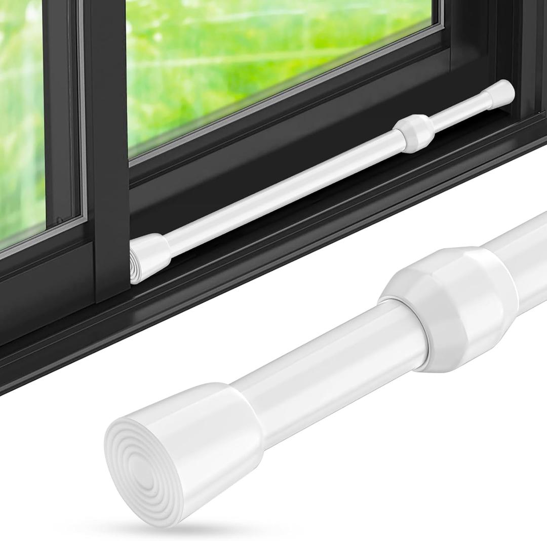 1Pack Window Security Bar Adjustable Sliding Lock Security Stick for Rubber Tips, Adjustable Sliding Glass Door Lock Bars 15.7''-27.5'' Tension Rods 1.2'' Diameter Window Safety Lock Bar