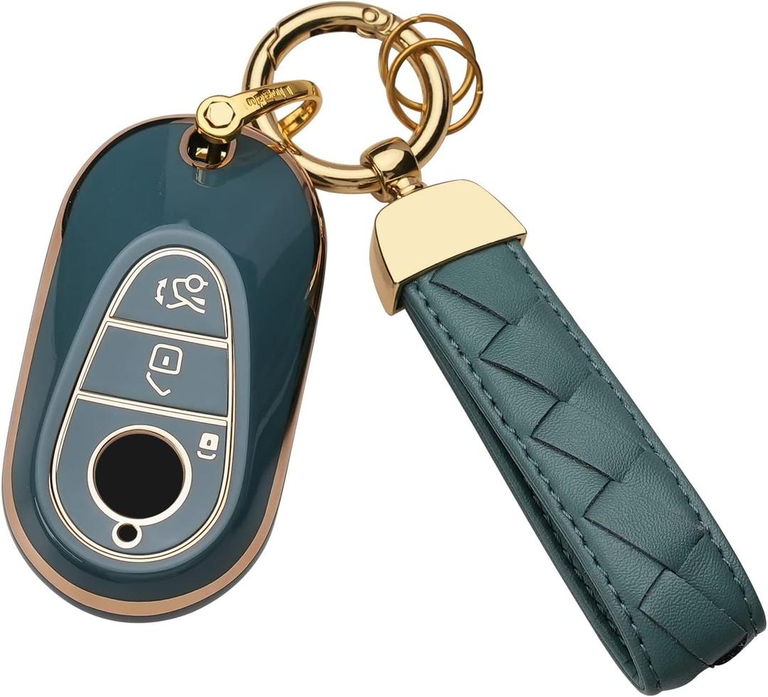 Bqepe for Mercedes Benz Key Fob Cover Keychain Fit for, 2020-2022 Mercedes Benz S-Class G-Class E-Class, Smart Key Shell Case (Blue)