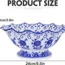 9.4in Blue and White Ceramic Fruit Bowl, Porcelain Decoration Bowl, Fruit Serving Plate,Storage Bowl,Decorative Pedestal Bowl for Table Countertop,Kitchen Island Centerpiece, Home Dining Dcor