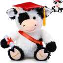 Chalyna 10 Inch Graduation Season Cow Plush Stuffed Animal Cow with Hat, Diploma and Sash, Graduation Gift Decoration for Friend Relatives Party(Red)