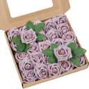 Meldel Artificial Flower 25pcs Real Touch Dusty Pink Rose Fake Foam Roses with Stems for DIY Wedding Bouquets Gifts Bridal Shower Faux Floral Centerpieces Arrangements Home Party Tables Decorations