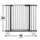 Cumbor 36" Extra Tall Baby Gate for Dogs and Kids with Wide 2-Way Door, 29.7"- 46" Width, and Auto Close Personal Safety for Babies and Pets, Fits Doorways, Stairs, and Entryways, Black (29.7-46"W x 36"H)