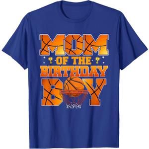 Basketball Mom of The Birthday Boy Family Matching T-Shirt (Blue) S