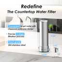 Waterdrop Water Filter for Sink Faucet, NSF/ANSI 42 Certified Countertop Water Filter System, 5-Stage Stainless Steel Faucet, 8000 Gallons, Reduces Heavy Metals and 99% Chlorine, WD-CTF-02(1 Filter)
