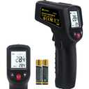 Infrared Thermometer Non Contact IR Digital Laser Temperature Gun -50600 (-581112) Adjustable Emissivity Thermometer Gun for Cooking (Black)