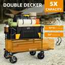 Uyittour Foldable 50''L Extra Long Double Decker Wagon for Sport, 400L Collapsible Heavy Duty Wagon Cart with Big Wheels, Utility All-Terrain Large Extender Cart for Outdoors