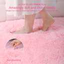 KICHOWUA Thick Area Rug 5x8 Pink Fluffy Fuzzy for Girls Bedroom, Washable Plush Pastel Big Rugs for Living Room, Modern Soft Shag Shaggy Furry Thickened Toddler Nursery Kids Dorm Room Carpet