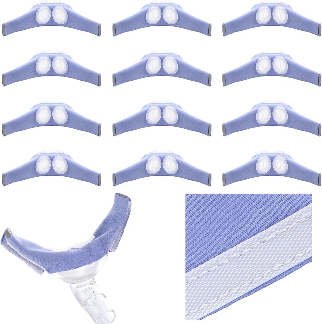 Nuanchu 12 Pcs Nasal Pillow Liner for CPAP Cushion Nasal Cushion Pillow Covers Cotton Liners Skin Sleep Protector Compatible Comfort Reusable Reduce Noisy Air Leaks and Irritation (Blue)