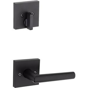 Kwikset 966MILSQT.UNIV Milan Lever Single Cylinder Interior Pack with Square Rose for Handlesets - Matte Black