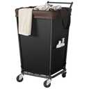 160L Laundry Hamper with Wheels and Handle, 2-Section Rolling Hamper for Laundry, Large Laundry Basket with Wheels, Rolling Laundry Basket Clothes Hamper for Home, Bathroom and Dorm(Black)