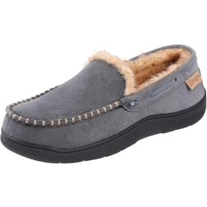 Zigzagger Men's Moccasin Slippers Memory Foam House Shoes, Indoor and Outdoor Warm Loafer Slippers (10, Grey)
