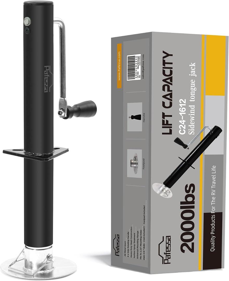 Trailer Tongue Jack 2000lb Lift Capacity, 15" Lift A-Frame Heavy Duty - Manual Sidewind Utility Trailer Jack for RV Camper