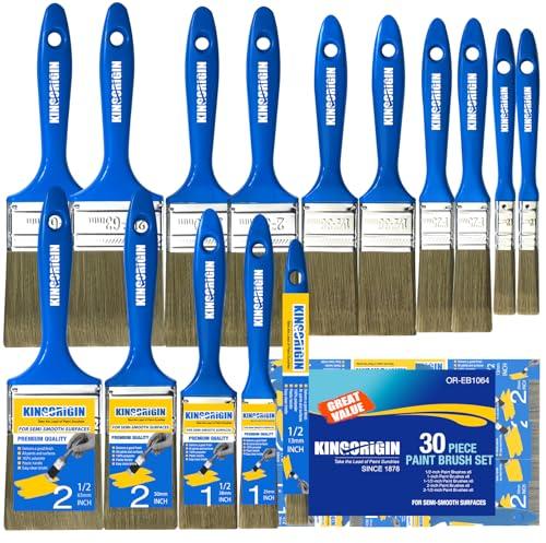 King Origin Versatile Paint Brush Set, 30 Pack, 5 Sizes Paint Brushes (0.5" 1" 1.5" 2" 2.5"), Small Paint Brushes for Walls, Furniture, Crafts - Detailed Painting & Larger Surface Coverage