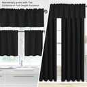 XWZO Rectangle Textured Window Valance for Kitchen Basement Rod Pocket Antiwrinkle Jacquard Small Window Kitchen Curtain Valance Cafe Curtains Black, One Panel, Rustic Home Décor 60 by 15 Inches