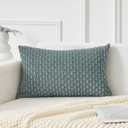 Kevin Textile 14x22 Inch Pillow Cover 1 Pack Boho Decorative Soft Striped Corduroy Lumbar Farmhouse Color Accent Rectangle Cushion Case for Living Room Couch Sofa Bed, Teal Green