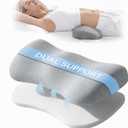 Adjustable Height Lumbar Support Pillow for Sleeping, Ergonomic Contour Lower Back Pillow for Bed with Breathable Washable Cover, Spine Alignment & Sleep Comfort, Grey, 23.6 x 9.8 x 3.1 Inch