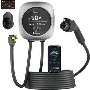 Level 2 EV Charger 50 Amps, Smart Display Electric Car Charger