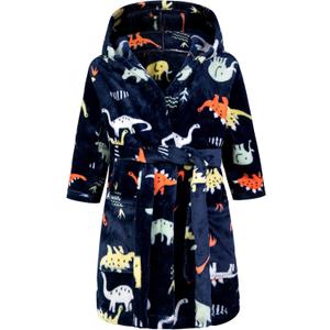 Kids Little Boys Girls Cartoon Hooded Bathrobe Toddler Robe Pajamas Sleepwear, 2-3Y