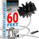 BlueStars 60-Feet Dryer Vent Cleaner Kit with Drill Attachment  Flexible Lint Remover Brush, Extends Up to 60 ft, Works with or Without Power Drill