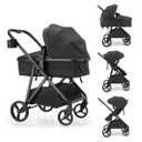 Gromast 3-in-1 Baby Stroller, Convertible Stroller for Newborn Infant Toddler with Reversible Seat, UPF 50+ Canopy & Cup Holder - Black