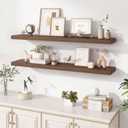 Dreamland 48 Inches Wall Mounted Wood Floating Shelves, Walnut, 2 Pack