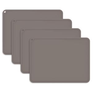 KVK Kids Silicone Placemat, KVK Baby Placemats for Kids Toddler Children Reusable Non-Slip Table Mats Baby Food Mats for Restaurant, 4 Pack, Gray (1612in)