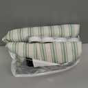 Farmhouse Shower Curtain with Ruffle Hem Linen Shower Curtains for Bathroom Country Vintage Rustic Natural Fabric, Cream-Green Stripe 48" W x 72" L