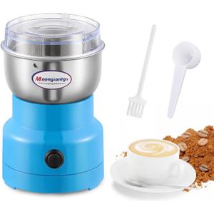Moongiantgo Coffee Grinder Electric, Mini Spice Grinder, 200W 10s Fast Grinding, Dry Grain Mill for Spices Seeds Rice Beans Seasonings (Blue)