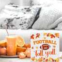 2 x Fall Wall Decor Football Wood Sign Rustic Autumn Decorations Farmhouse Home Table Desk Decor (5 x 5 Inches)