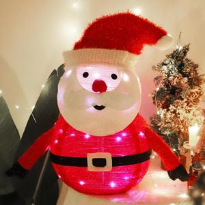 Christmas Decoration Santa Claus Decor, 2Ft Pre-Lit 45LED Light Up Collapsible Santa Decor, Pop Up Santa with Metal Stand for Indoor Outdoor Xmas Tree Garden Yard Home Party Decor