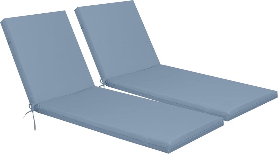 Only choice Outdoor Chaise Lounge Cushion Set of 2, 75" x 24" Lounge Chair Cushion Water-Resistant & Fade-Resistant for Lawn, Pool, Replacement Seat Cushion for Patio (Haze Blue), 23.62" x 46.68" x 27.12"
