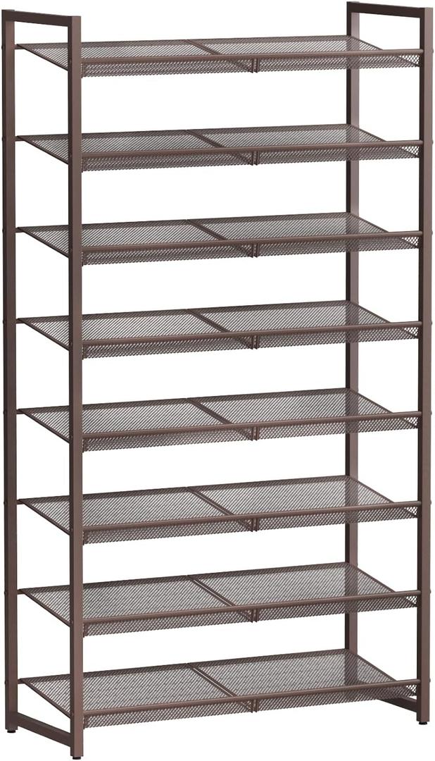 8Tier Metal Tall Shoe Rack,Large Shoe Rack for Closet,entryway,Garage, with Adjustable Flat or Angled Shelves, Hold 32-40 Pairs Shoes