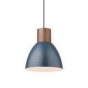 ELYONA Hammered Pendant Lights for Kitchen Island, 7” Solid Wood Hanging Light Fixtures, Adjustable Height Industrial Metal Pendant Light Fixtures for Bar Dining Room Bedroom Office, Modern Blue,Small