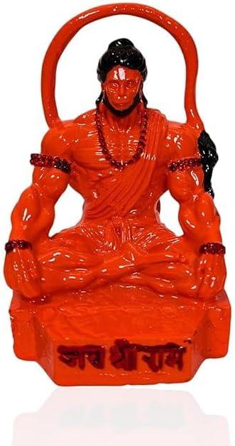 Antique_Collection Hanuman Ji ki murti for Home & Office Decor, Car Dashboard, & Gifting bajrangbali murti Decorative Show Piece in dhyan mudra (1, Hanuman Orange)