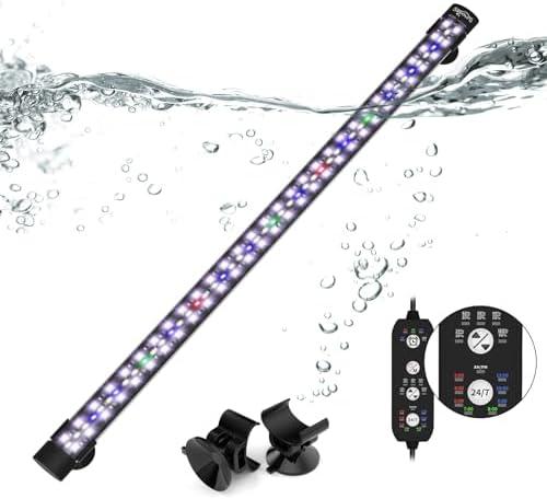 SEAOURA Submersible Aquarium Light for 24 to 43 Inch Fish Tank, 24/7 Cycle Fish Tank Light with Timer, Aquarium Plant Light with Full Spectrum+7 Single Colors, Auto On/Off, Adjustable Brightness, Size: 22.8 Inch length