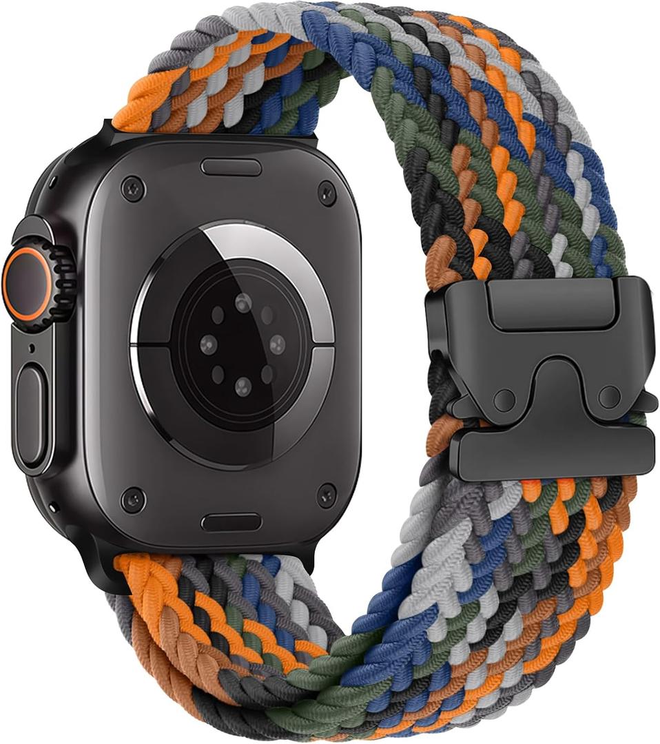 Braided Solo Loop for Apple Watch Ultra 3/2 Bands 49mm 46mm 45mm 44mm 42mm Men/Women,Parachute Buckle Stretchy Elastic Nylon Sport Strap Wristband for iWatch Bands Series 11 10 9 8 7 6 5 4 3 SE3/2, Size: 49 46 44 45mm/42mm(Series 3 2 1)