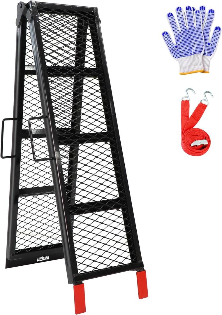 BEJONI Loading Ramp for Pickup Trucks, 80"L x 11"W Steel Folding Motorcycle Ramps 705LBS Capacity, Portable Dirt Bike Ramps, Powersports Loading Ramps for Trailers, ATV, Ebikes, Motorcycle, Pack of 1