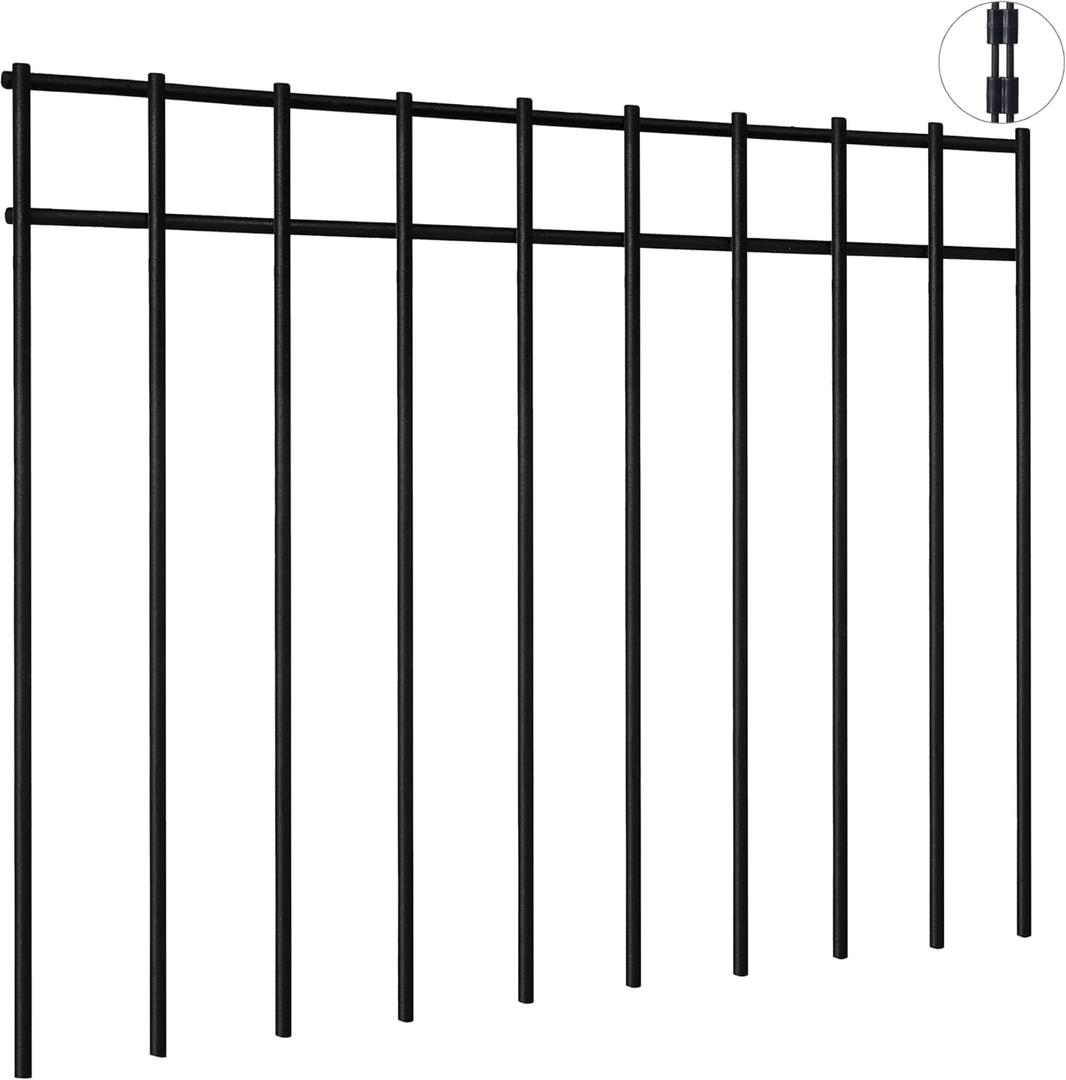 21 Pack - 17"x12" Animal Barrier Fence, 30Ft(L) No Dig Fence for Dogs with Strong Snap Connect, 4 Gauge Black Powder Coated Steel, Dog Rabbits Fence Barrier for Outdoor Landscaped Yard