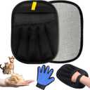 4 x 2-Piece Pet Hair Removal & Grooming Kit: Static Hair Remover Glove for Furniture, Carpet, Couch + Gentle Pet Grooming Glove for Cats & Dogs
