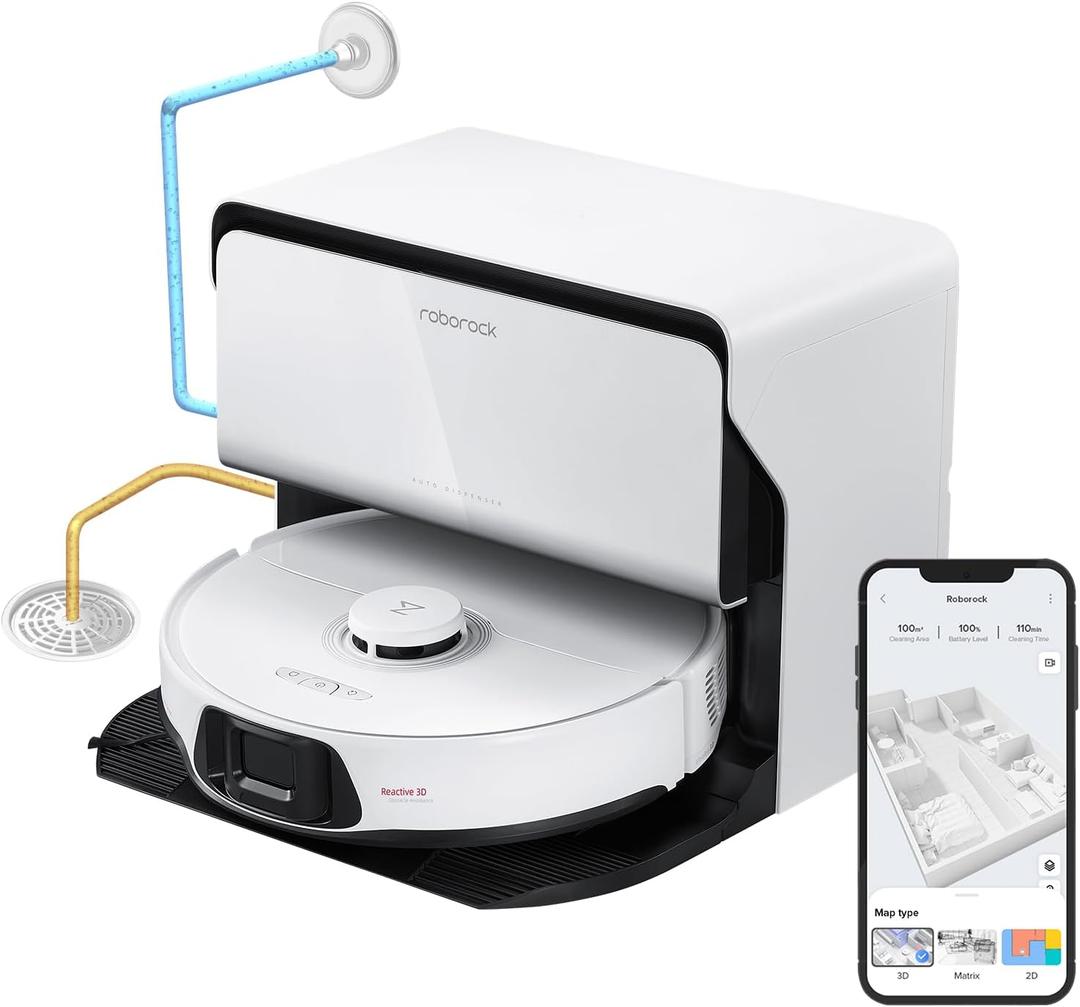 roborock S8 Max Ultra with Refill & Drainage System Robot Vacuum and Mop FlexiArm Design, Smart Dirt Detection, Self-Emptying, 8000Pa Suction for Various Floors, Pet Hair, White, S8_Max_Ultra_RDS