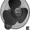 Comfort Zone 16-Inch Wall Mount Fan with Remote Control Quiet 3-Speed Oscillating Indoor Fan with 90 Wide-Angle Airflow, Timer & Sleep Modes Space-Saving Wall Fan for Bedroom, Home Gym & Office
