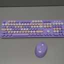SkyGive Wireless Keyboard and Mouse Combo, Ergonomic Full Size Typewriter Retro Round Keycaps Keyboard, Compatible with Windows, PC, Perfer for Home and Office Keyboards (Purple
