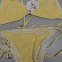 ANRABESS Women's Triangle Bikini Sets Sexy Halter String Two Piece Swimsuits Tie Lace Trim Bathing Suit Trendy Beach Swimwear, S