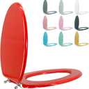 Elongated Toilet Seat Wood Toilet Seat Prevent Shifting with Zinc Alloy Hinges American Standard Size Toilet Seat Easy to Install also Easy to Clean (Elongated,Sparkling Christmas Red)